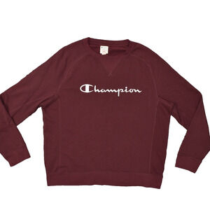 Champion Women's Size XL Pullover Sweater Red Long Sleeve Cotton Blend Crew